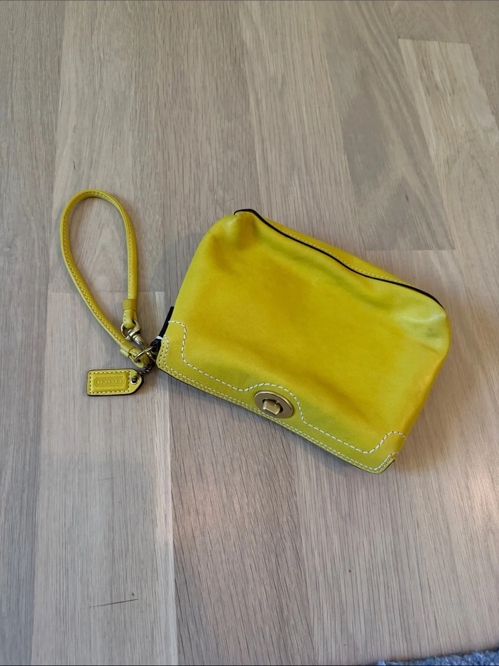 Coach Yellow Leather Wristlet
